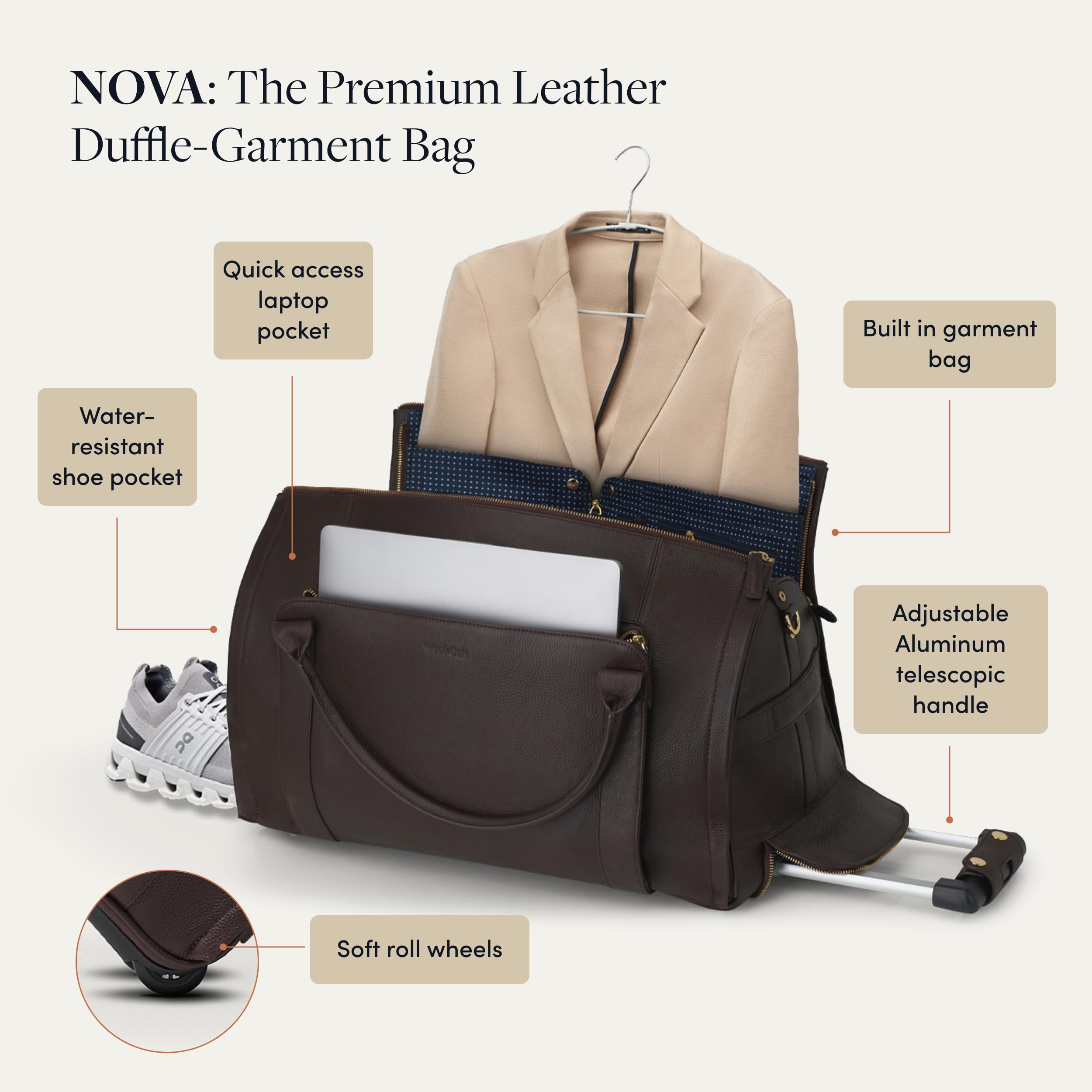 Wool & Oak NOVA Large Duffle Bag with Wheels