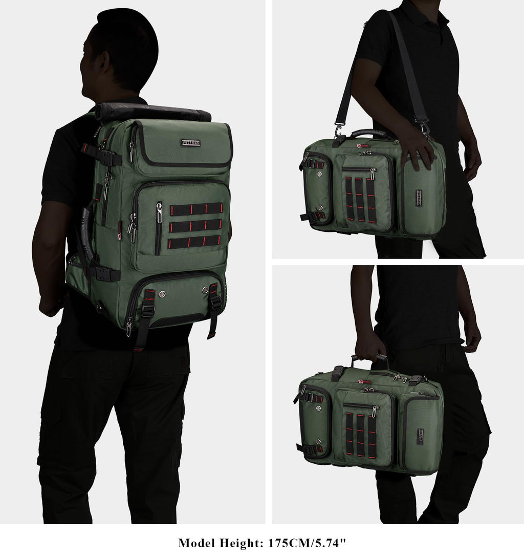 65L Convertible Travel Backpack & Duffle Bag | Foldable Carry-On with Shoe Compartment