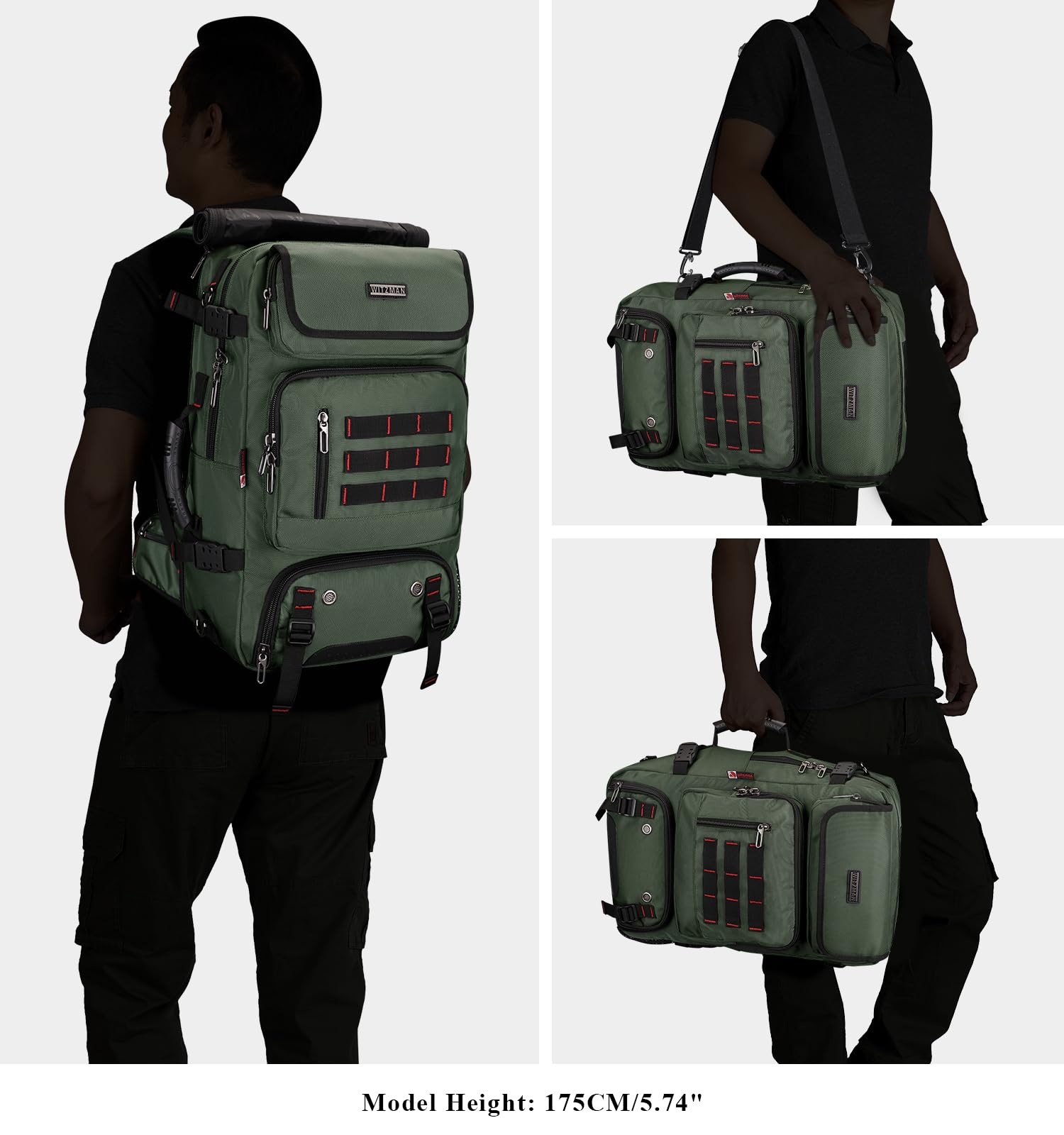 65L Convertible Travel Backpack & Duffle Bag | Foldable Carry-On with Shoe Compartment
