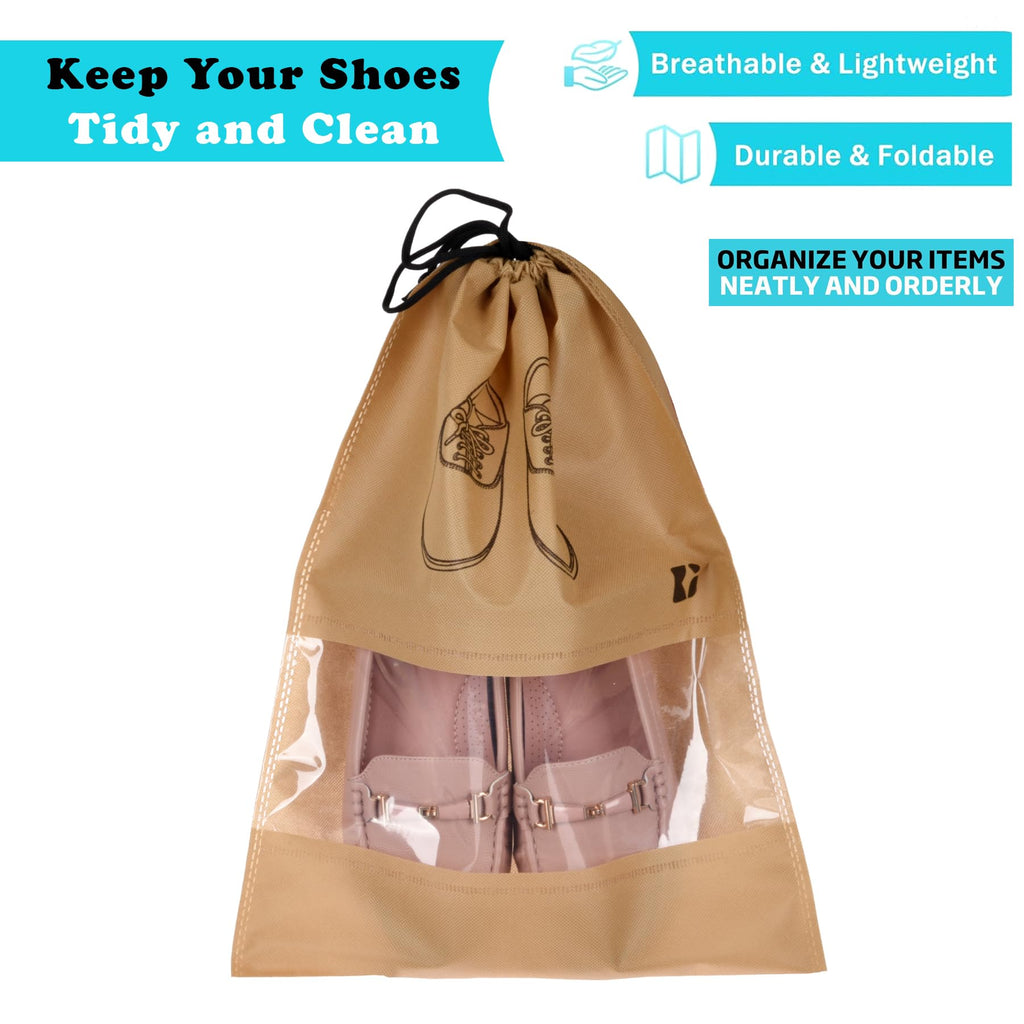 8-Piece Travel Shoe Storage Bag Set | Non-Woven Organizers with Clear Window
