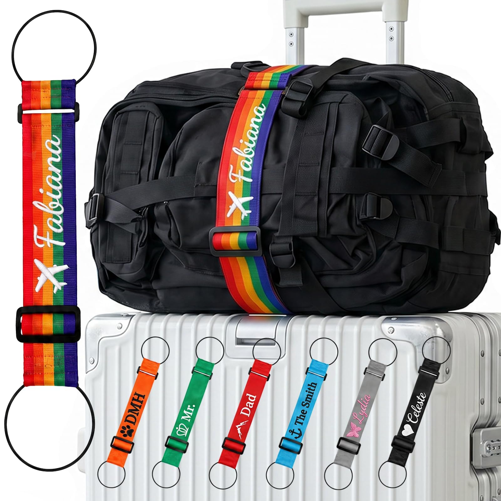 Luggage Strap, Custom Name, Adjustable Suitcase Belt