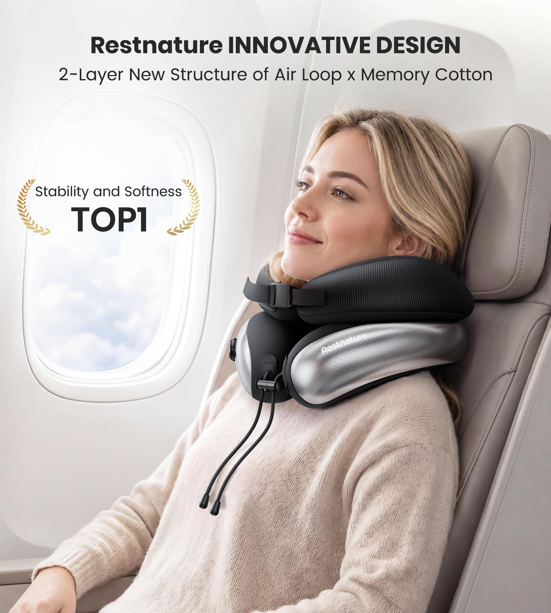 Adjustable Travel Neck Pillow | Memory Foam 360° Head & Neck Support