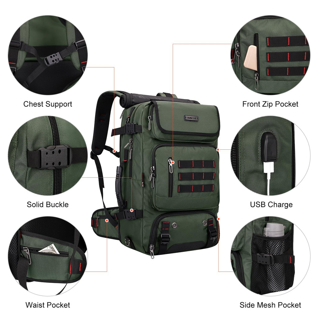 65L Convertible Travel Backpack & Duffle Bag | Foldable Carry-On with Shoe Compartment