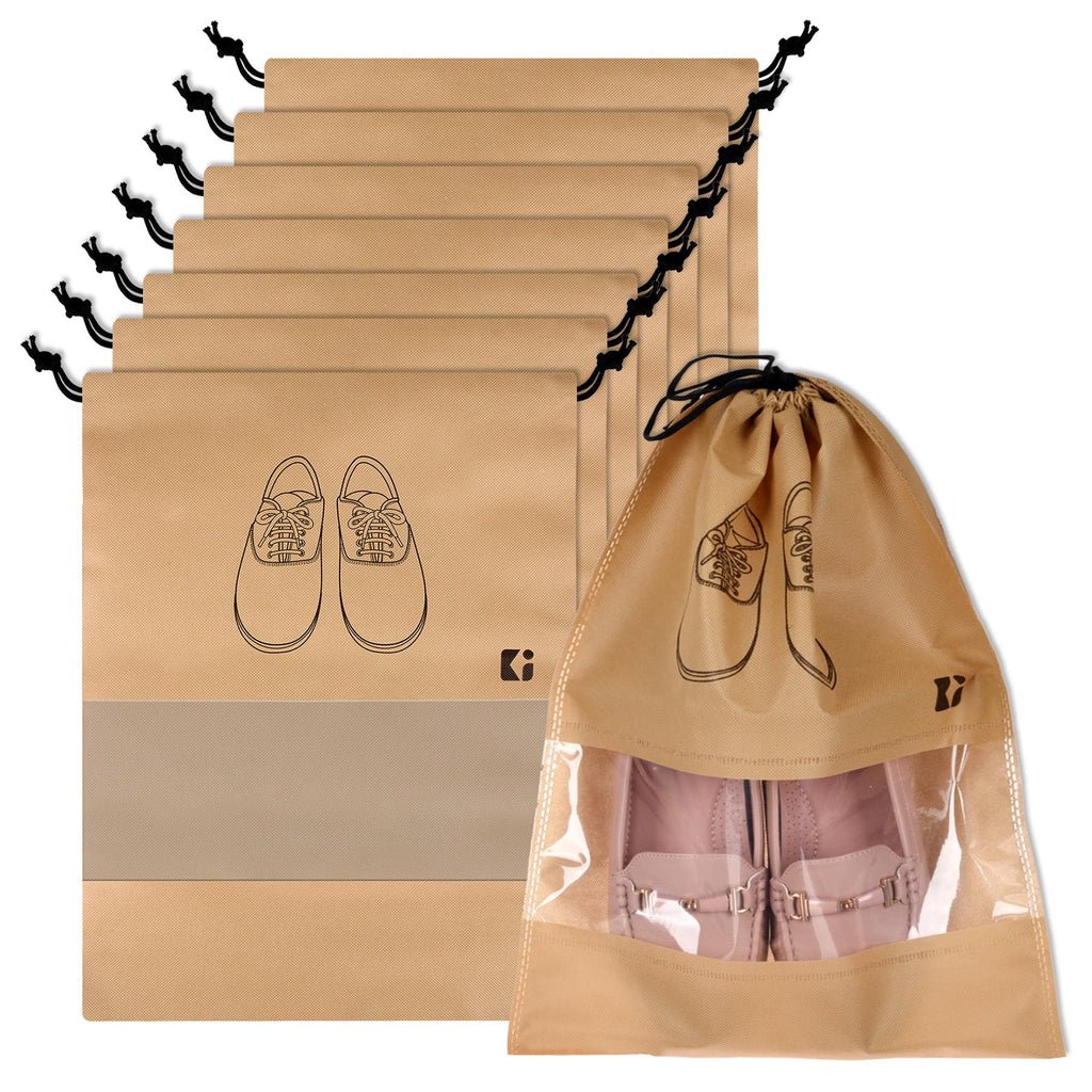 8-Piece Travel Shoe Storage Bag Set | Non-Woven Organizers with Clear Window