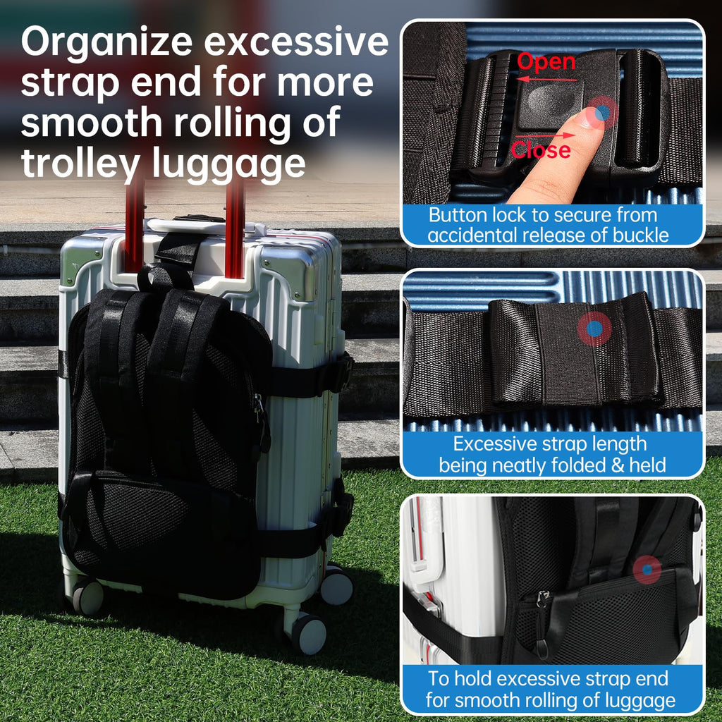 Heavy-Duty Luggage Carrying Straps | Backpack System for 16–21" Suitcases