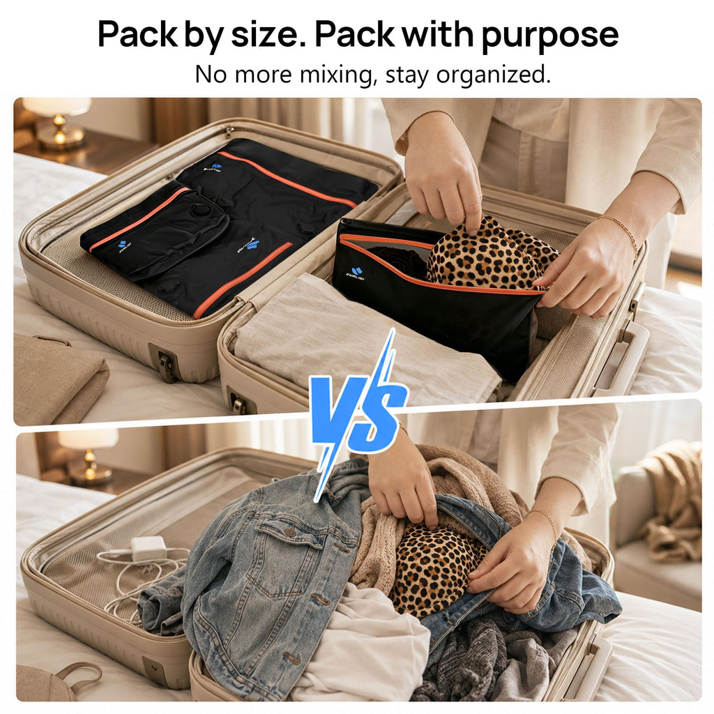Vacuum Compression Travel Bag Kit | Mini Pump & Packing Cubes