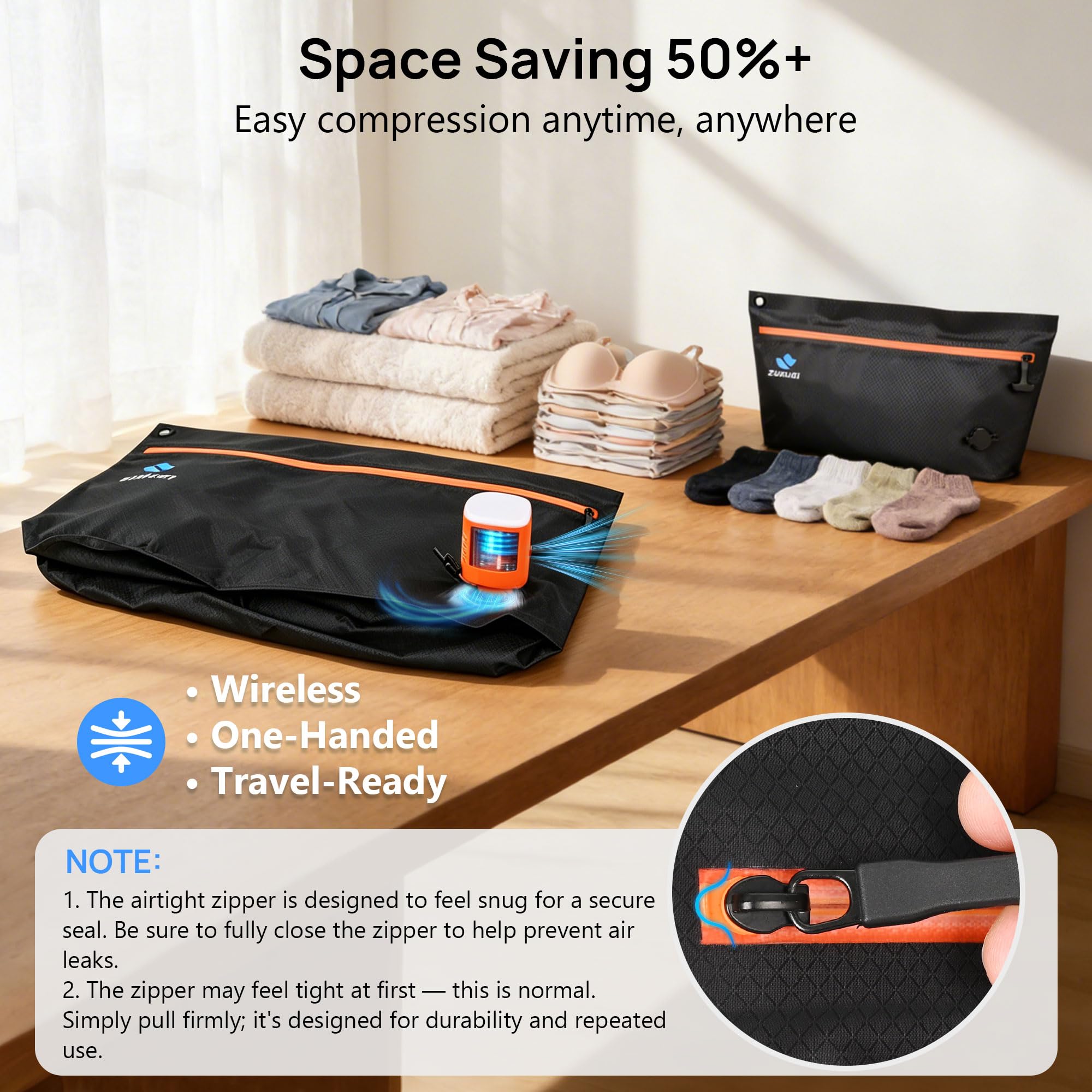 Vacuum Compression Travel Bag Kit | Mini Pump & Packing Cubes