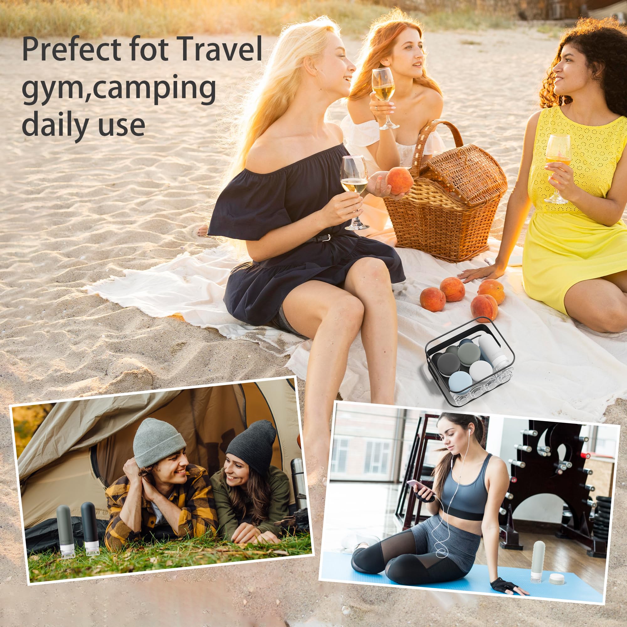 15-Piece Travel Toiletry Bottle Set | Leak-Proof Silicone Containers