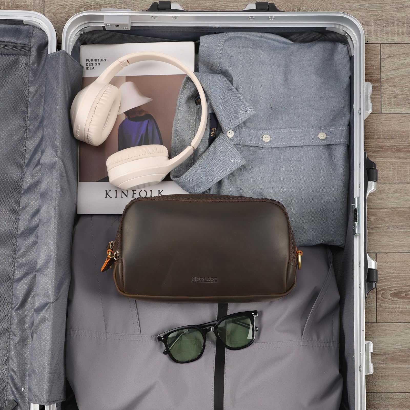 Leather Travel Electronics Organizer | Cable Storage Case