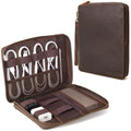 Full-Grain Leather Travel Tech Organizer | Cable & Electronics Storage Case