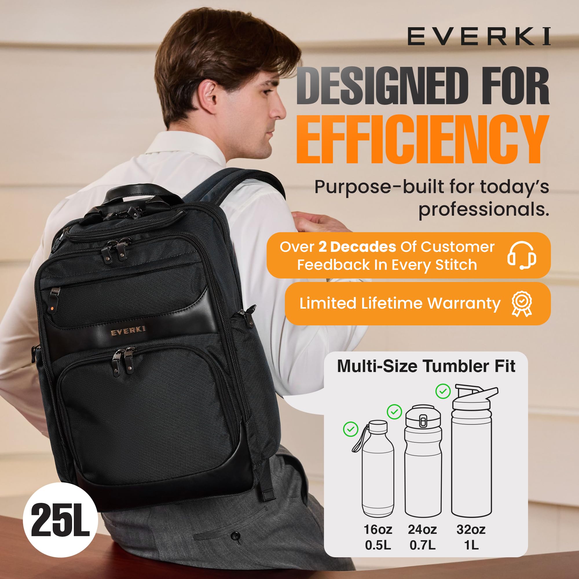 Everki Onyx Premium Business Executive Laptop Backpack
