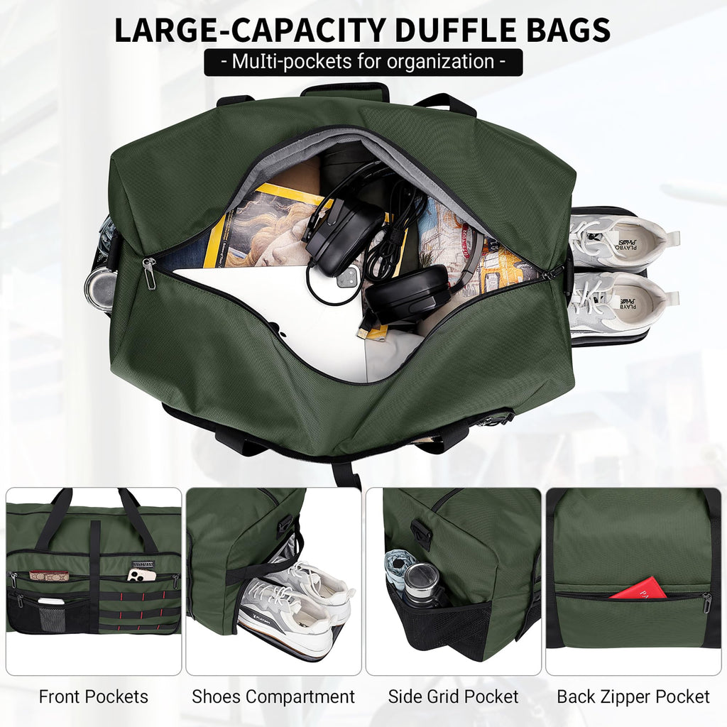 65L Convertible Travel Backpack & Duffle Bag | Foldable Carry-On with Shoe Compartment
