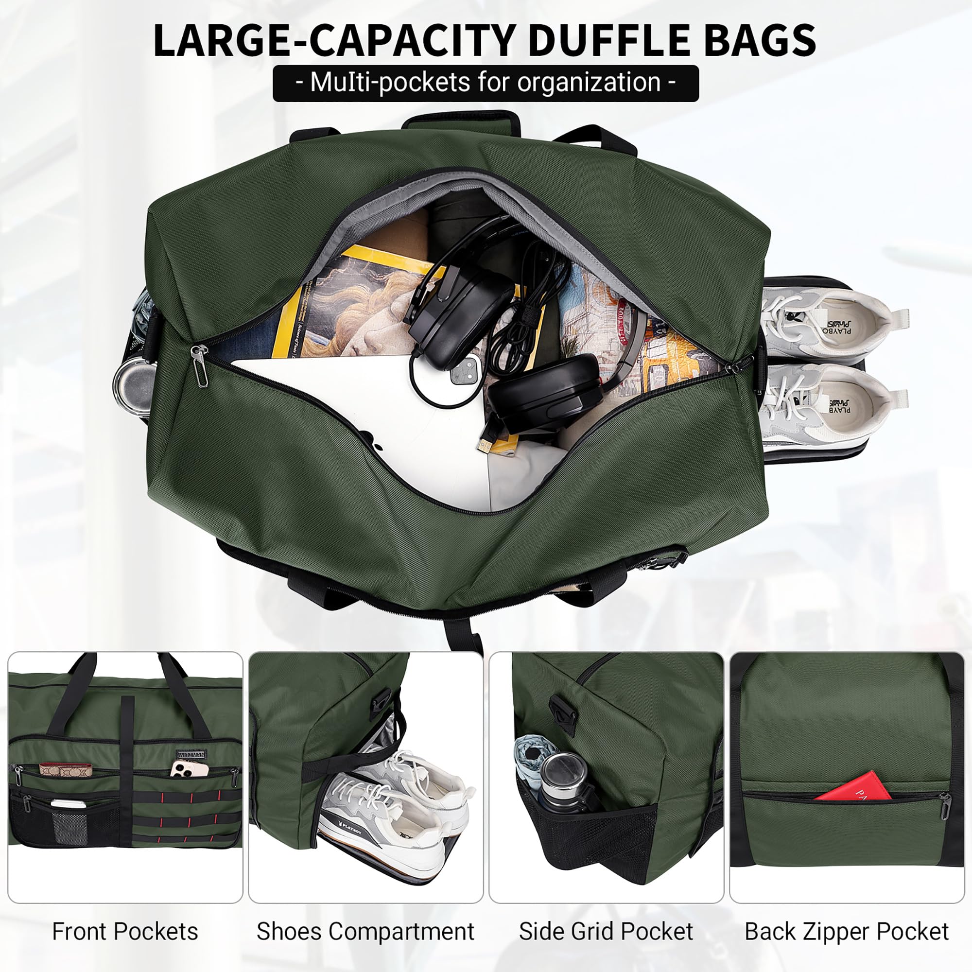 65L Convertible Travel Backpack & Duffle Bag | Foldable Carry-On with Shoe Compartment