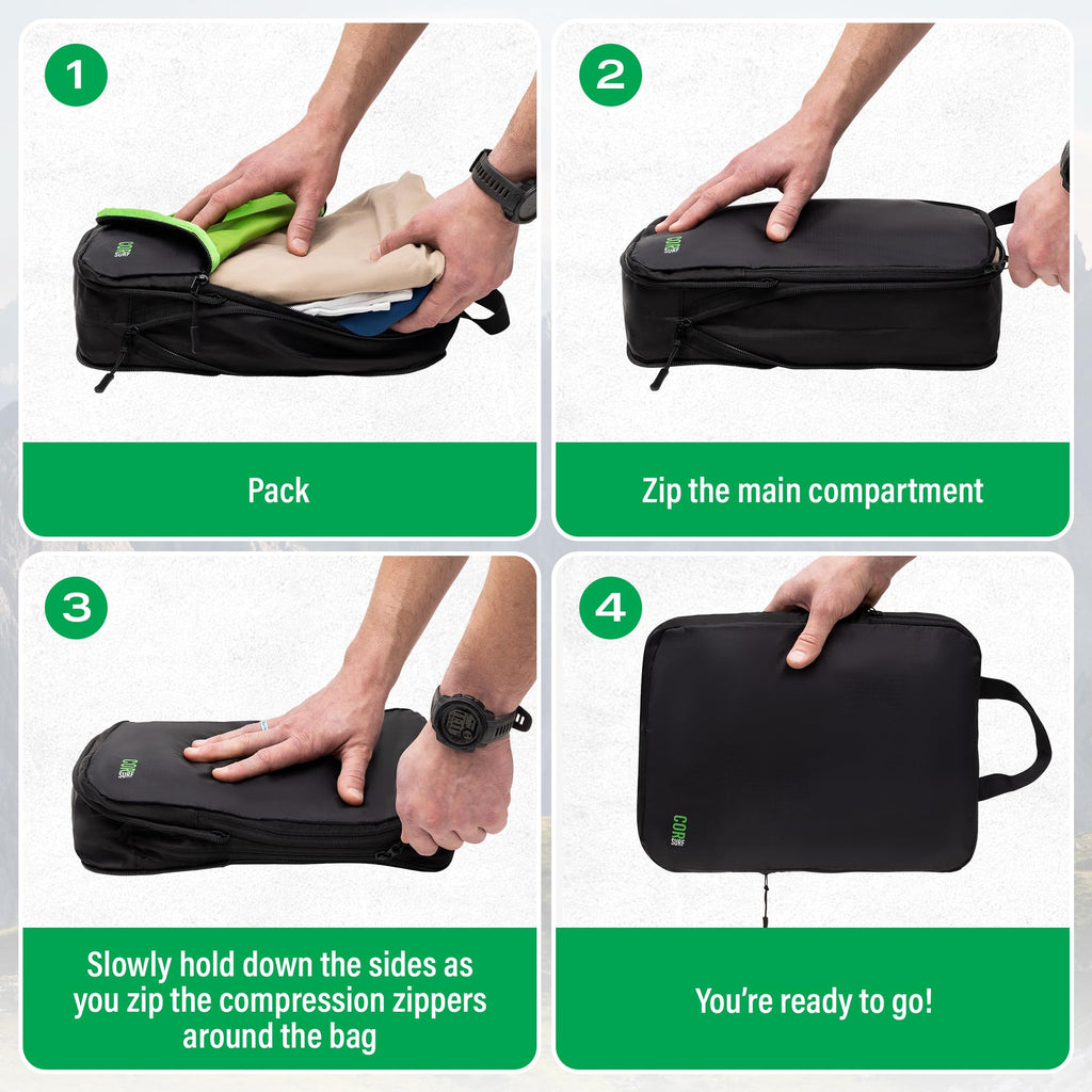 Carry-On Travel Backpack Bundle | Toiletry Bag & Compression Packing Cubes