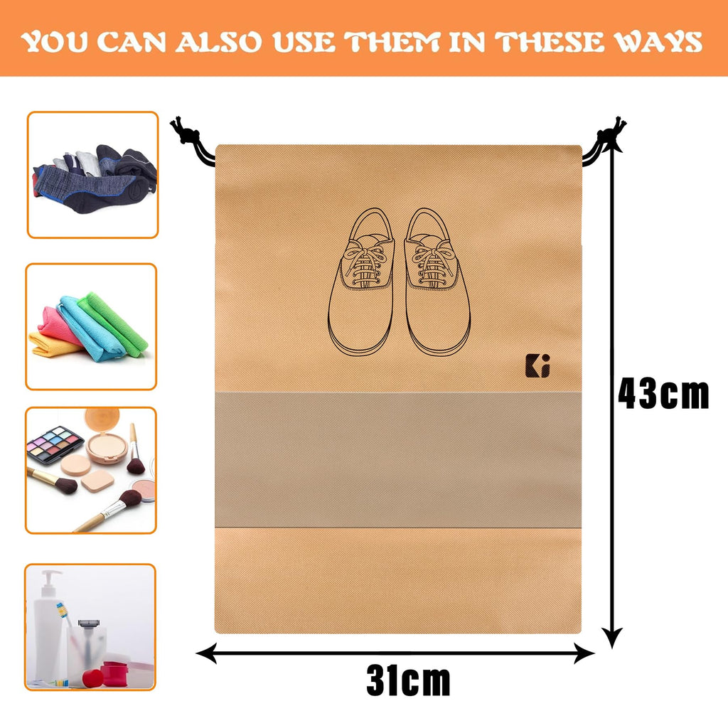 8-Piece Travel Shoe Storage Bag Set | Non-Woven Organizers with Clear Window