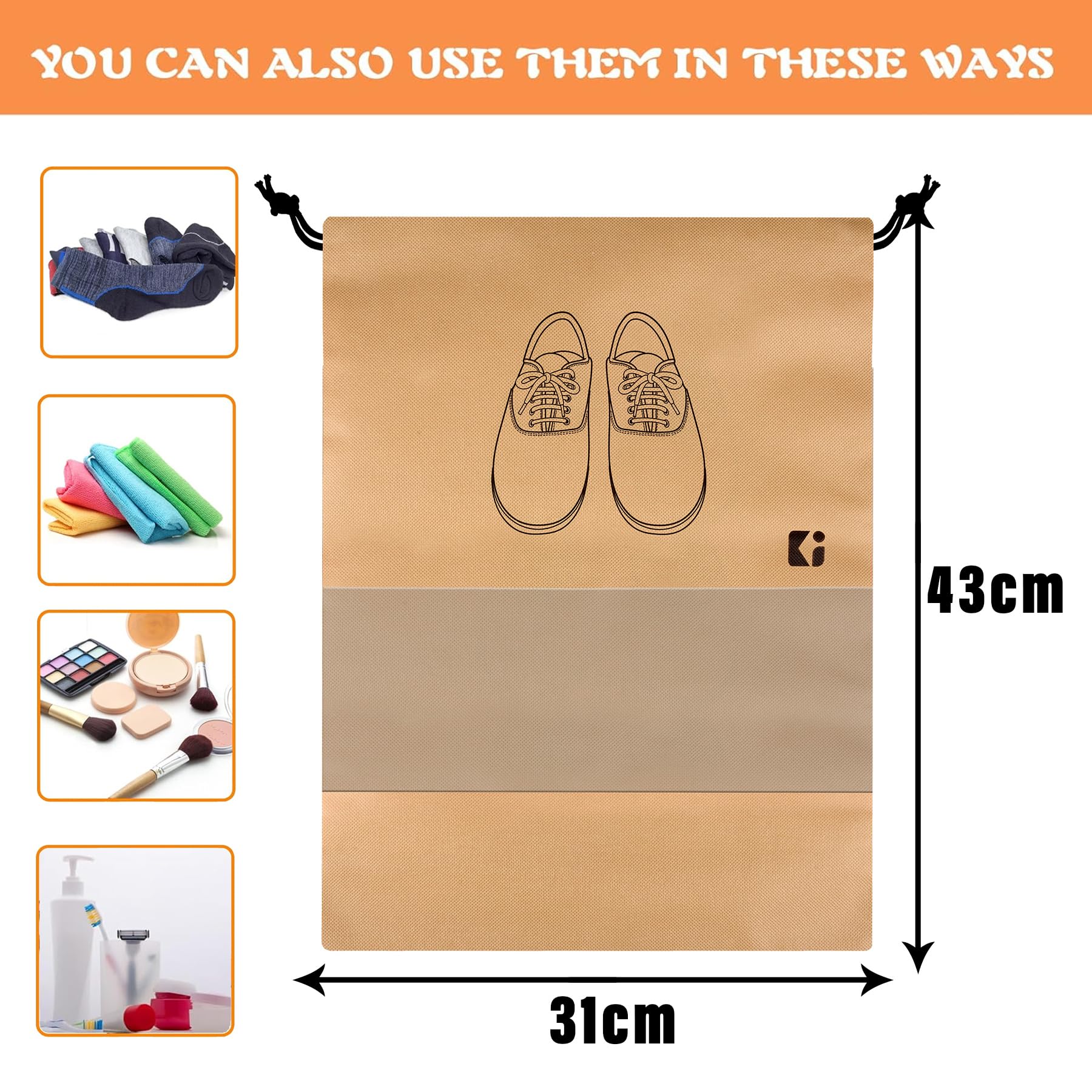 8-Piece Travel Shoe Storage Bag Set | Non-Woven Organizers with Clear Window