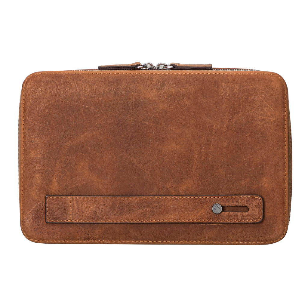 Full-Grain Leather Travel Tech Organizer | Handmade Cable & Accessories Pouch