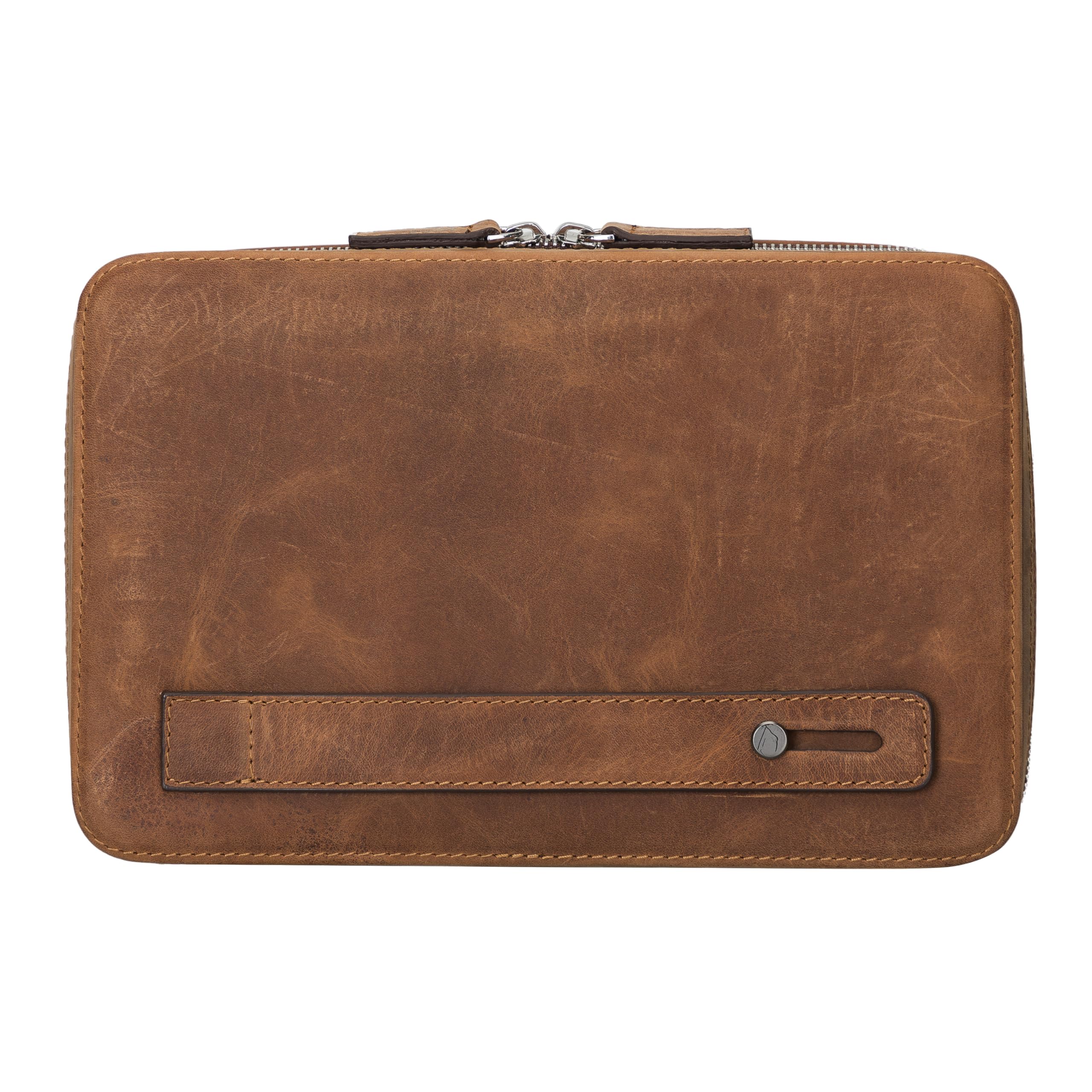 Full-Grain Leather Travel Tech Organizer | Handmade Cable & Accessories Pouch